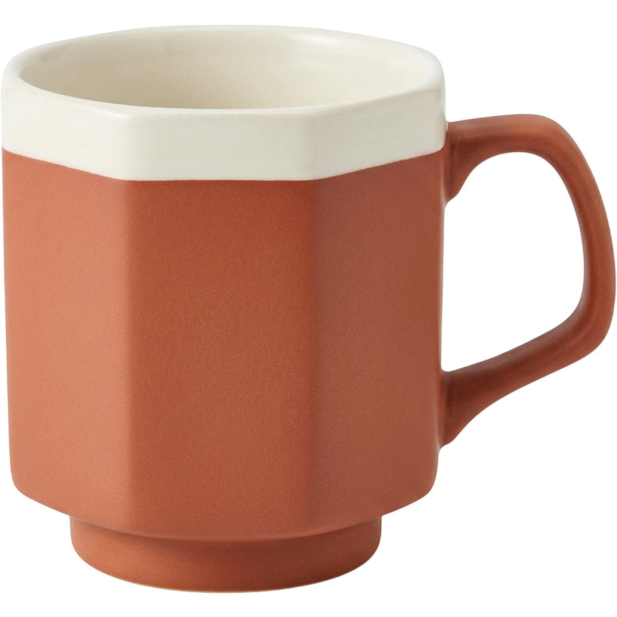 Ltvgx Octagonal Footed Ceramic Coffee Mug 11 oz Terracotta Ivory