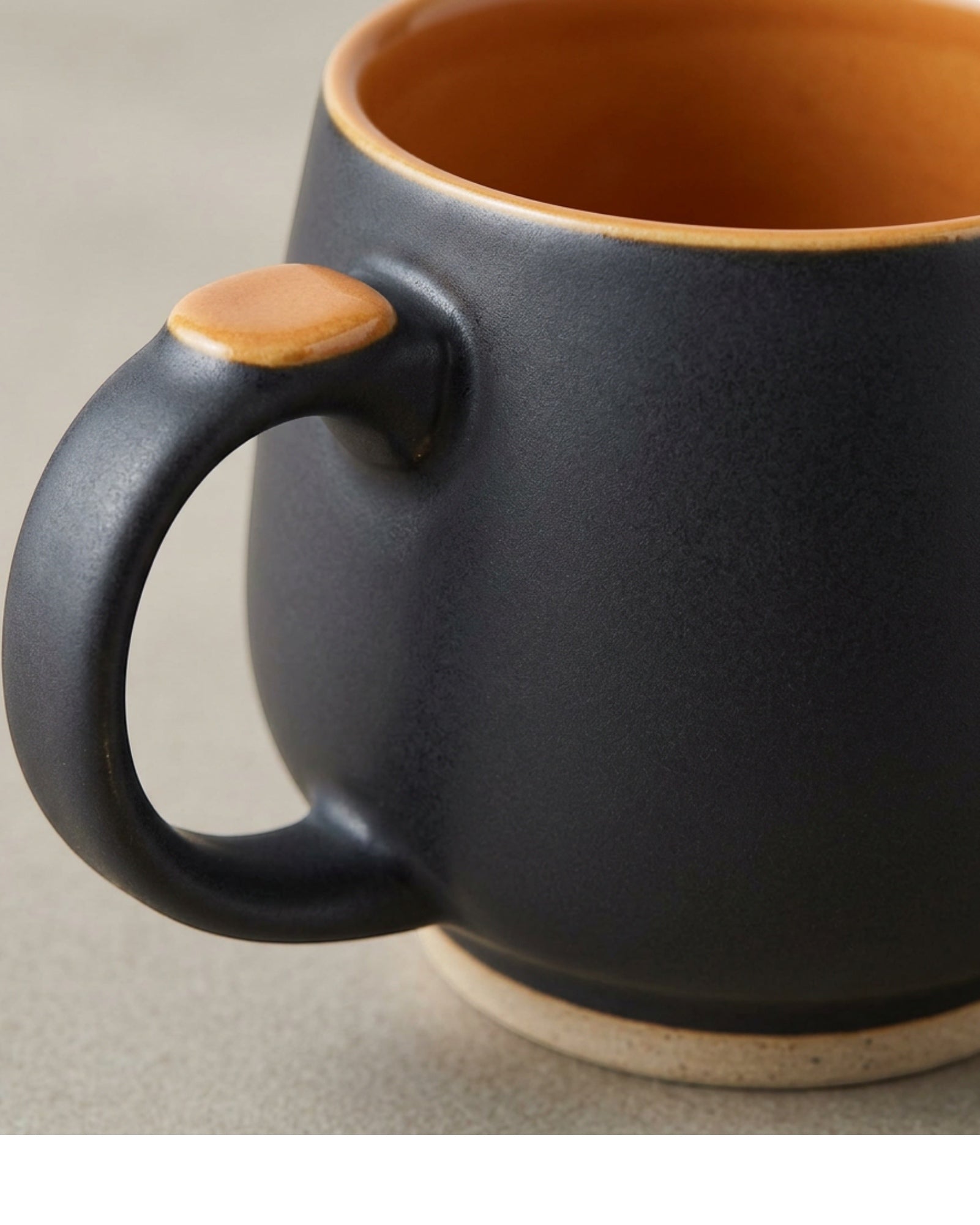 Ltvgx Wide Belly Thumb-Rest Ceramic Coffee Mug 16 oz Charcoal Apricot - Detail view