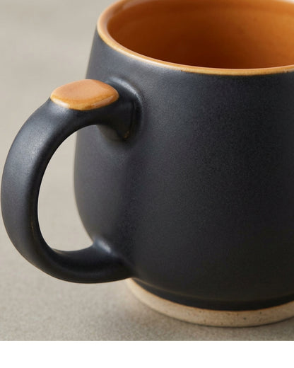 Ltvgx Wide Belly Thumb-Rest Ceramic Coffee Mug 16 oz Charcoal Apricot - Detail view