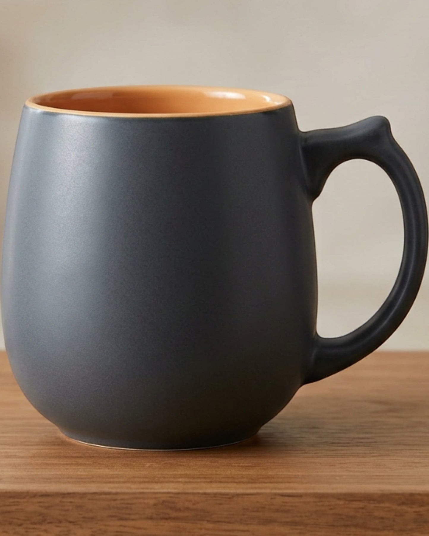 Ltvgx Wide Belly Thumb-Rest Ceramic Coffee Mug 16 oz Charcoal Apricot - Lifestyle view